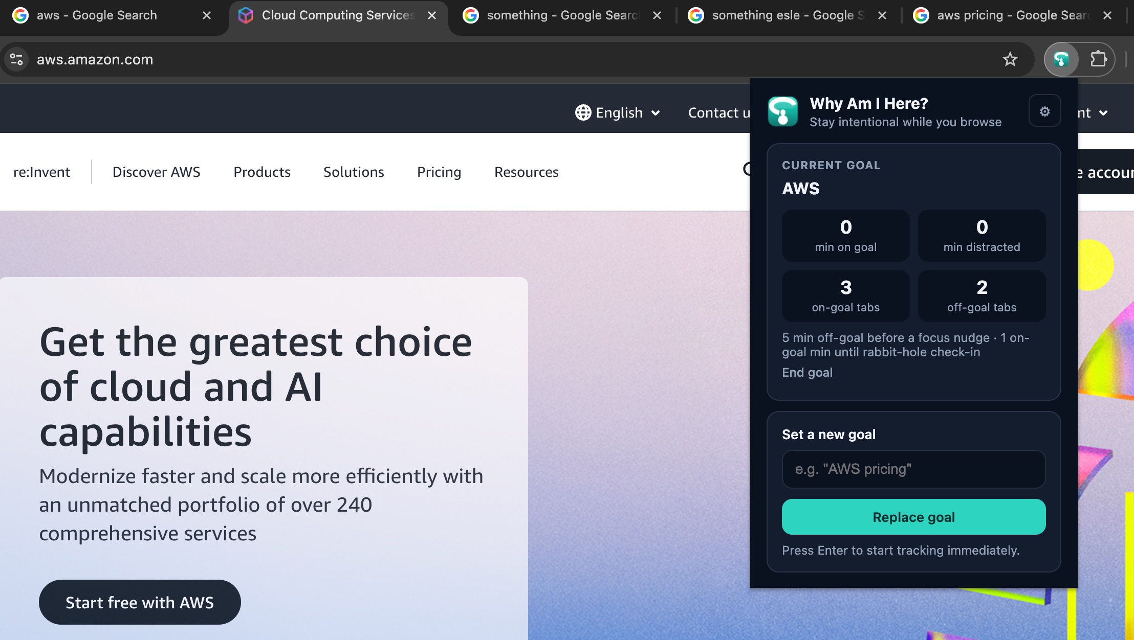 Why Am I Here? Chrome extension screenshot